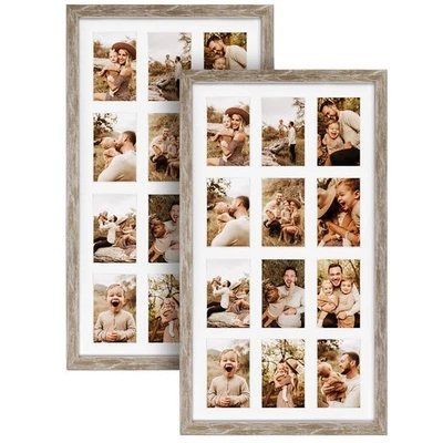 12 件开口 4x6 仿旧白色拼贴相框 2 件套,多个 Fra... — 第 1/4 张图片