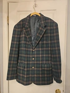 VINTAGE 1990er Wollmischung grün karierter Blazer / Größe M - Bild 1 von 22