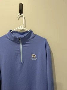 Peter Millar 1/4 Zip Golf Sweater Pull Over Pacific Dunes Logo Light Blue XL - Picture 1 of 5