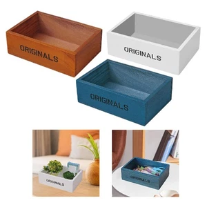 Open Top Wooden Box Organizer Storage Tray Home Desk Decorative Box Laundry - Picture 1 of 20