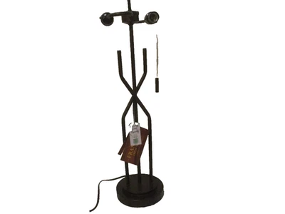 Franklin Iron Works rustic industrial tall metal lamp base - Image 1 of 4