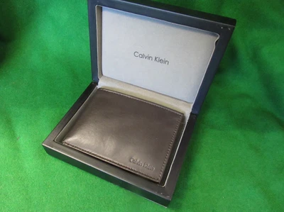 Boxed Calvin Klein Deep Brown Leather Card Wallet - Unused - Image 1 of 4