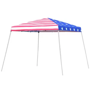 Outsunny 10 ft x 10 ft American Flag Outdoor Canopy Pop Up Tent w/ Slanted Legs - Foto 1 di 4