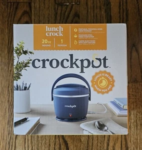 Crockpot 20oz Round Portable Lunch Crock Faded Blue Finish W/Soft Texture - New - Picture 1 of 6
