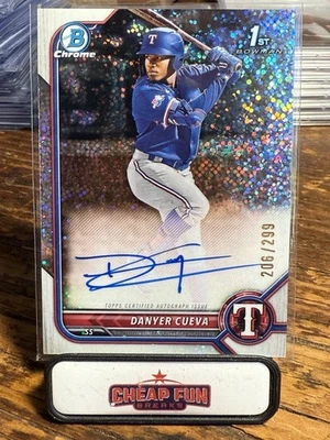 2022 Bowman Chrome Danyer Cueva #CPA-DCA 1st Speckle Refractor /299 Rangers - Image 1 of 3