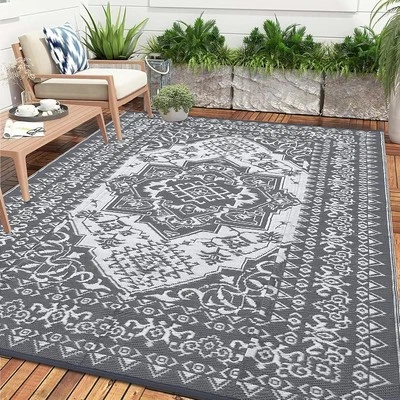 Alfombra de patio al aire libre Gravee impermeable alfombra de camping alfombras de paja de plástico área Foto 1 de 3