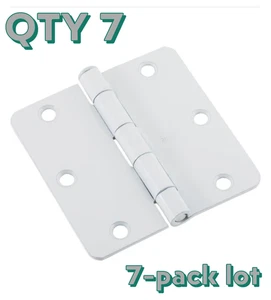 7er-Pack Lot National Hardware N109-184 3-1/2" weiß Türscharnier 1/4" Radius Ecke - Bild 1 von 4