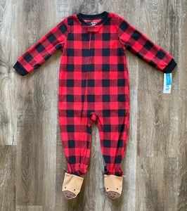 CARTER’S nwt Family PJs Holiday Fleece Footed Pajamas~24 Mos~NEW~Buffalo Check~ - Picture 1 of 9