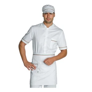Grembiule Cuoco Vita Bianco Profilo Tricolore in Cotone - Isacco - Pizzaiolo - Foto 1 di 2