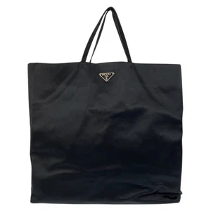 PRADA Triangle with logo Tote Bag Black SilverHardware Satin - Picture 1 of 10