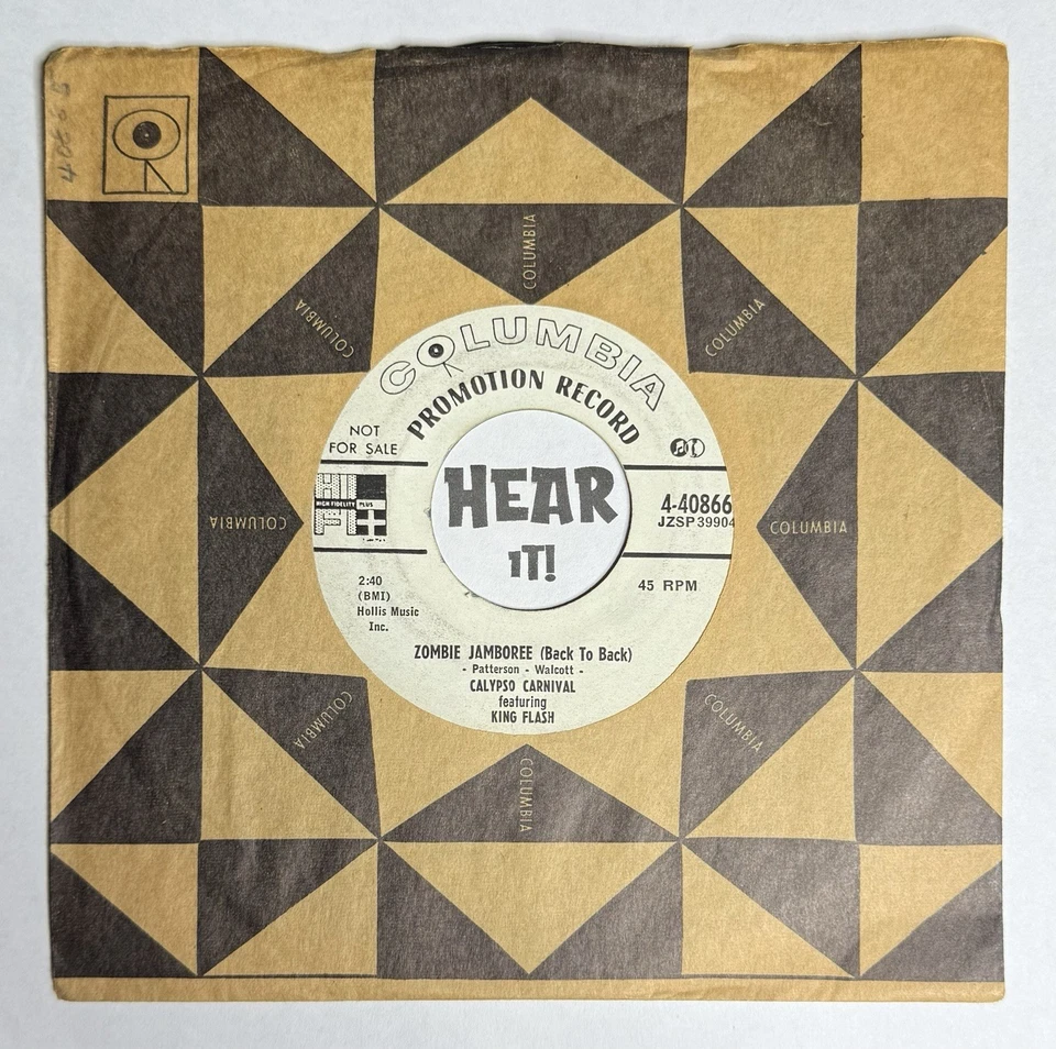 50s NY Halloween Calypso 45 KING FLASH CARNIVAL Zombie Jamboree COLUMBIA promo - Imagem 1 de 3