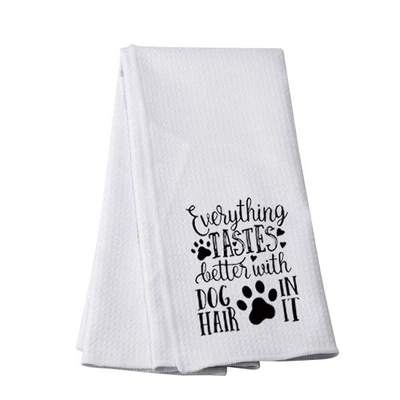Everything Tastes Better with Dog Hair in It Toalha de Chá Toalha de Cozinha Cachorro... - Imagem 1 de 4