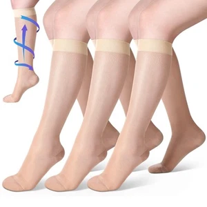 3 Pairs Sheer Compression Socks 20-30 Mmhg Knee High Compression Stockings Su... - Picture 1 of 6