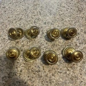 8 Round 1” Brass  Rope Design Italian Drawer Pulls with  Brass Plate - Picture 1 of 8