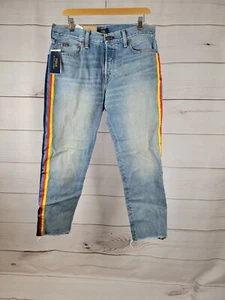 Polo Ralph Lauren Jeans sz 29 Avery Boyfriend Side Ribbon Stripe Cropped  #54 - Picture 1 of 8