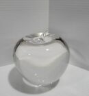 Tiffany & Co Clear Lead  Crystal Art Glass Apple Paperweight Signed Tiffany & Co