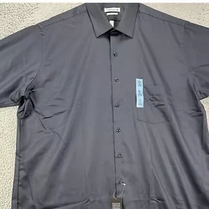 Van Heusen Lux Sateen Adult Mens Dress Shirt 18 37-38 Tall Grey Button Up NEW - Picture 1 of 12