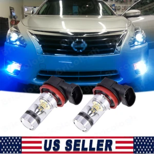 For Nissan Altima Maxima Rogue Sentra Titan LED Fog Light Bulbs 8000K Ice Blue - Picture 1 of 11