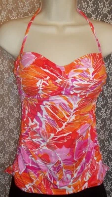Ralph LAUREN Sz 6/S Halter to Bandini Tankini Swim/bathing top suit Pink/Orange - Image 1 of 4