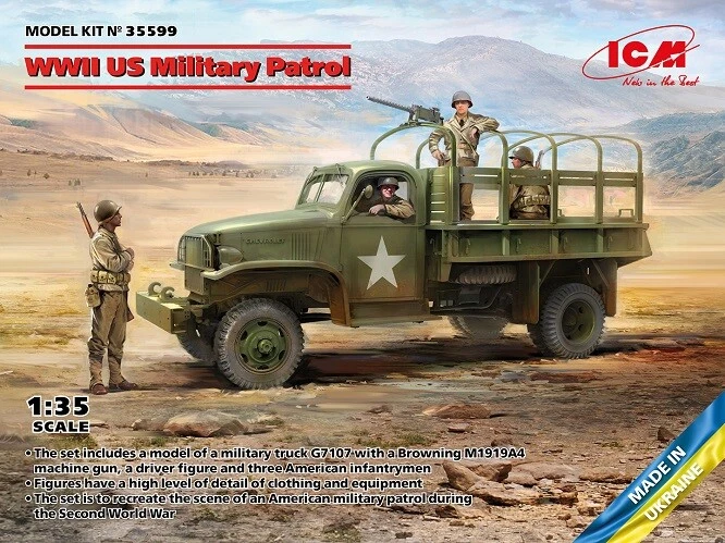ICM 35599 - 1:3 5 WWII US Military Patrol (G7107 Con MG M1919A4) - Nuovo - Immagine 1 di 1