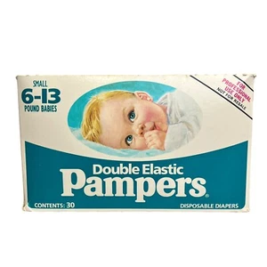 Vintage Double Elastic Pampers 30 Diapers Small 6 to 13 pounds *READ* - Picture 1 of 6