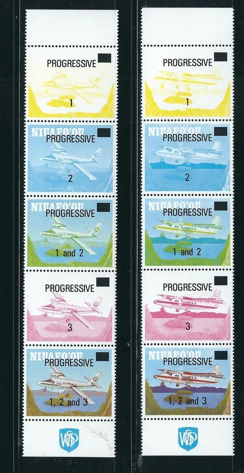 Tonga-Niuafo'ou SC # 158-159 Aviación en Niuafo'ou Impresión progresiva. MNH Foto 1 de 1