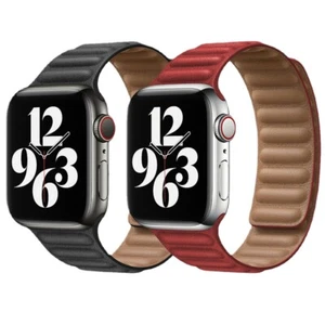 Leather Band Magnetic Strap for Apple Watch Ultra 10 9 8 7 6 5 42/44/45/46/49mm - Picture 1 of 40