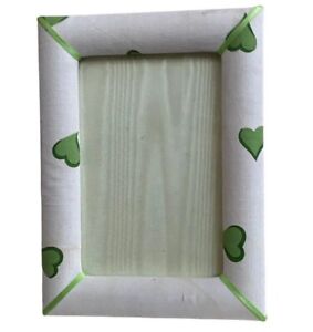 D Porthault Picture Photo Frame White Green Hearts Fabric Vintage