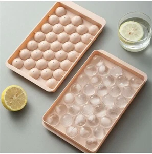 2 Pack Round Ice Cube Maker Silicone Tray for Freezer with Lid （random color) - Picture 1 of 4