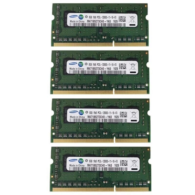 Samsung 4x8GB 1RX8 PC3L-12800S DDR3 1600MHZ 1.35V SODIMM RAM Laptop Memory - Image 1 of 1