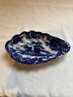 Antique Flow Blue Scalloped Shell Relish Dish Staffordshire Eng. 9? L; 5.5? W