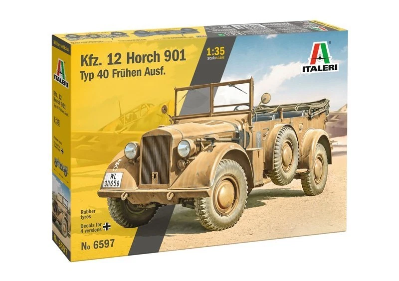 Italeri 6597 1/35 Scale Military Model Kit WWII German Kfz.12 Horch 901 typ 40 - Image 1 of 1