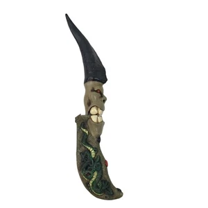 VTG Evil Goblin / Troll - Dagger / Knife with Dragon Snake Engravings on Sheath - Picture 1 of 10