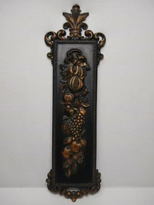 Placas de pared florales negras y bronce de 20" de alto dardos colgantes vintage MCM - Imagen 1 de 3