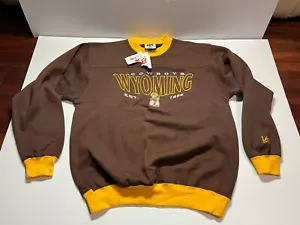 Lee Sport Sweatshirt Wyoming Cowboys Mens M Y2k Embroidered Brown Yellow Nutmeg - Picture 1 of 8