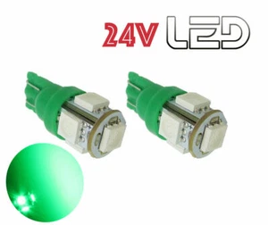 2 Bulbs W5W T10 5 LED 24V GREEN Light Truck For Scania Iveco Renault Volvo Man - Picture 1 of 1