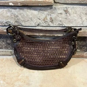 Isabella Fiore Y2K Brown Woven Suede and Leather Hobo Bag - Picture 1 of 11