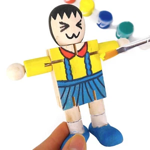 5Pcs Wooden Doll Christmas Decor Graffiti Deformable Movable Joint Robot Toy Kit - Picture 1 of 24