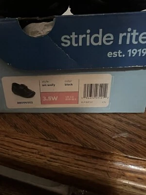 Bran Nuevo Stride Rite Zapatos Negros Talla 3.5W Para Niño Pequeño Foto 1 de 4