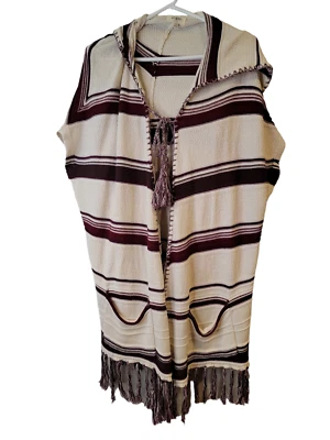 Umgee Size Medium Womens Cardigan Boho Hippie Fringe Hooded Tassel Tie - Image 1 of 4