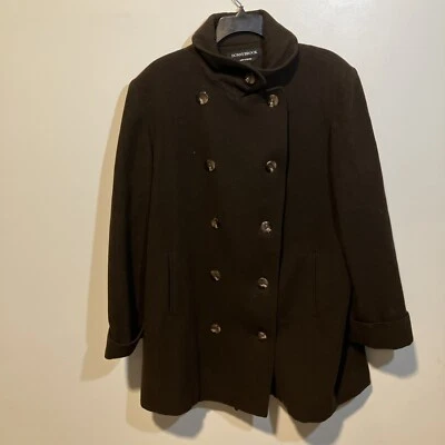 Abrigo Donny Brook Marrón Guisante, Enagua Talla 14, Abrigo Doble Pecho, Vintage Foto 1 de 4