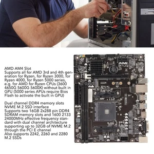 A520 M ATX Motherboard AM4 M.2 NVME USB3.0 Dual Channel DDR4 Memory PCIe FY - Afbeelding 1 van 22
