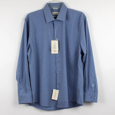 Lucky Brand Dress Shirt Men's L (16-16.5) 32/33 Blue 4 Way Stretch Slim Fit - Image 1 of 4