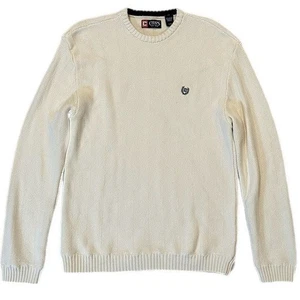 Suéter Pullover Tejido Espiga Chaps 100% Algodón - Grande Hombre - Crema - Imagen 1 de 5