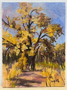 Vtg Fine Art Original Oil Paysage Autumn Painting Signed By Mary Hansen Wolfe - Picture 1 of 6