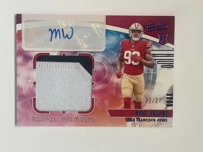 2025 Panini Absolute Mykel Williams Rookie Premiere Patch Auto /24 RC FOTL (DW) - Image 1 of 2