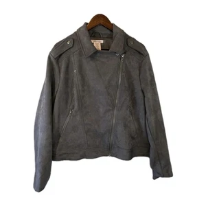 Chaqueta Philosophy Mujer XXL Gris Carbón Imitación Gamuza Moto Asimétrica Cremallera Motociclista - Imagen 1 de 14