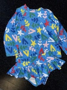 Dot Australia Swim 2 Piece Blue Ruffles UV Suit Long Sleeved Floral Age 3 Years - Picture 1 of 12