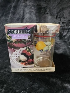 Nuevo vaso de jugo vintage Corelle Impressions *Abundancia* 16 oz - Juego de 4 - Imagen 1 de 11