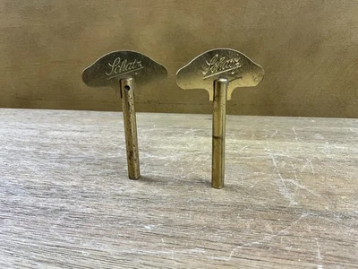 2 German Schatz Signed Brass Clock Keys Size 2 - Image 1 of 4